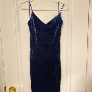 Midi Crushed Velvet Blue Bodycon dress size XS